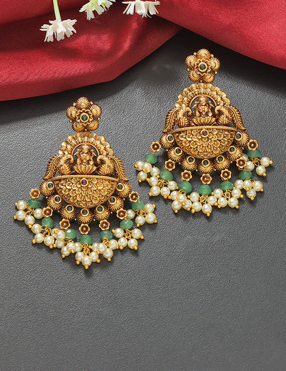 Designer Elegant Lakshmi Devi Matt Kempu Necklace Set