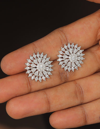 Designer Zirconia Floral Stud Earrings