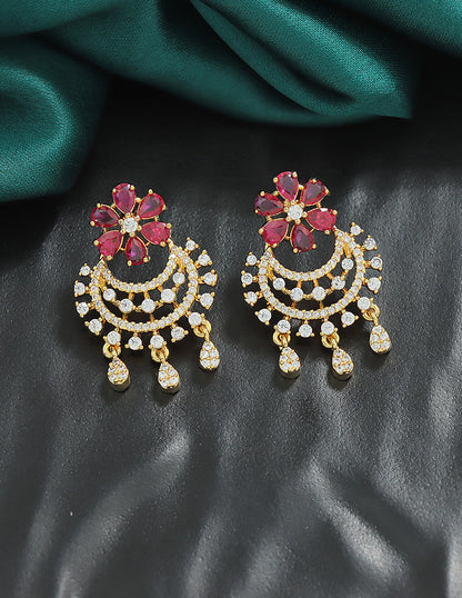 Designer Zirconia Sparkling Starfall Chandbali Earrings