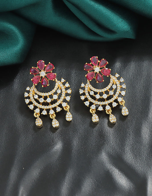 Designer Zirconia Sparkling Starfall Chandbali Earrings
