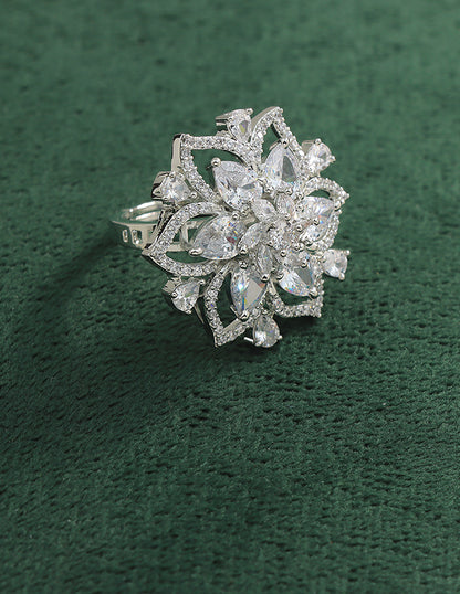 Designer Zirconia Floral Finger Ring
