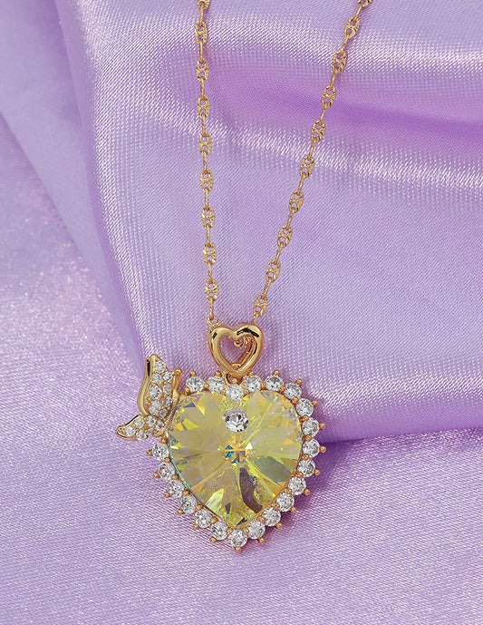Swarovski Yellow and White Crystal Chain Pendant