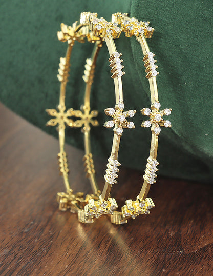 Designer Zirconia Floral Frost Bangles - ZBGL11296