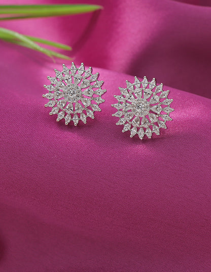 Designer Zirconia Floral Stud Earrings