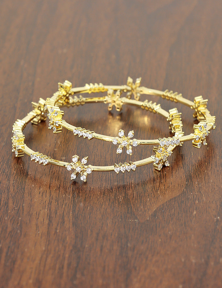 Designer Zirconia Floral Frost Bangles - ZBGL11296