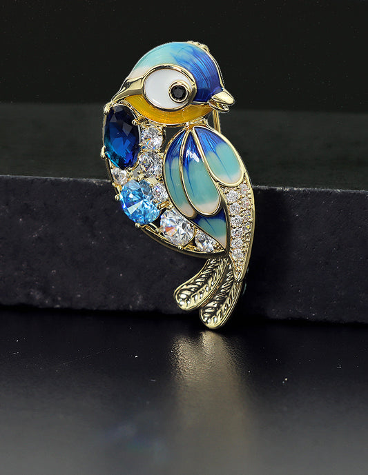 Designer Gold Polish Zirconia Brooch