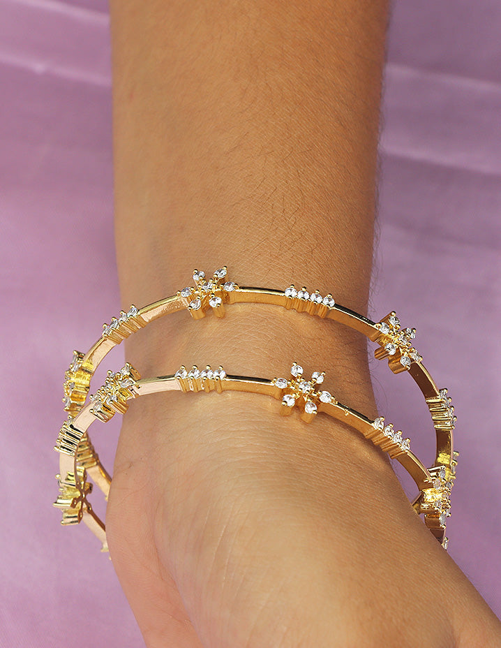 Designer Zirconia Floral Frost Bangles - ZBGL11296