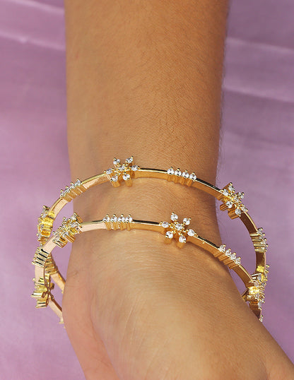 Designer Zirconia Floral Frost Bangles - ZBGL11296