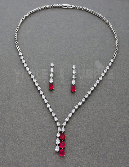 Stylish Rani Pink Color Fancy Necklace Set