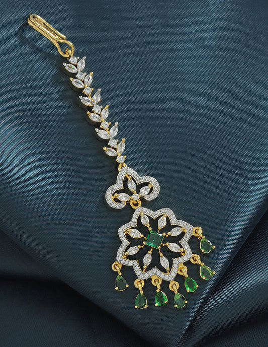 Designer Zirconia Star Shaped Maang Tikka