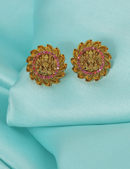 Designer Lakshmi Devi Matt Polish Stud Earrings
