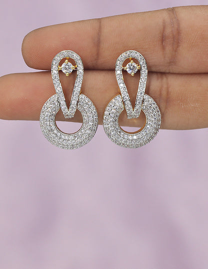 Designer Zirconia GJ Polish Diamond Dewdrop Earrings