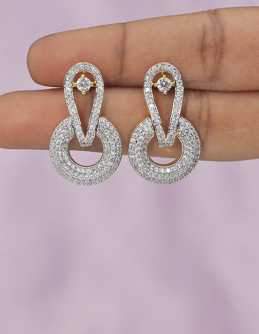 Designer Zirconia GJ Polish Diamond Dewdrop Earrings