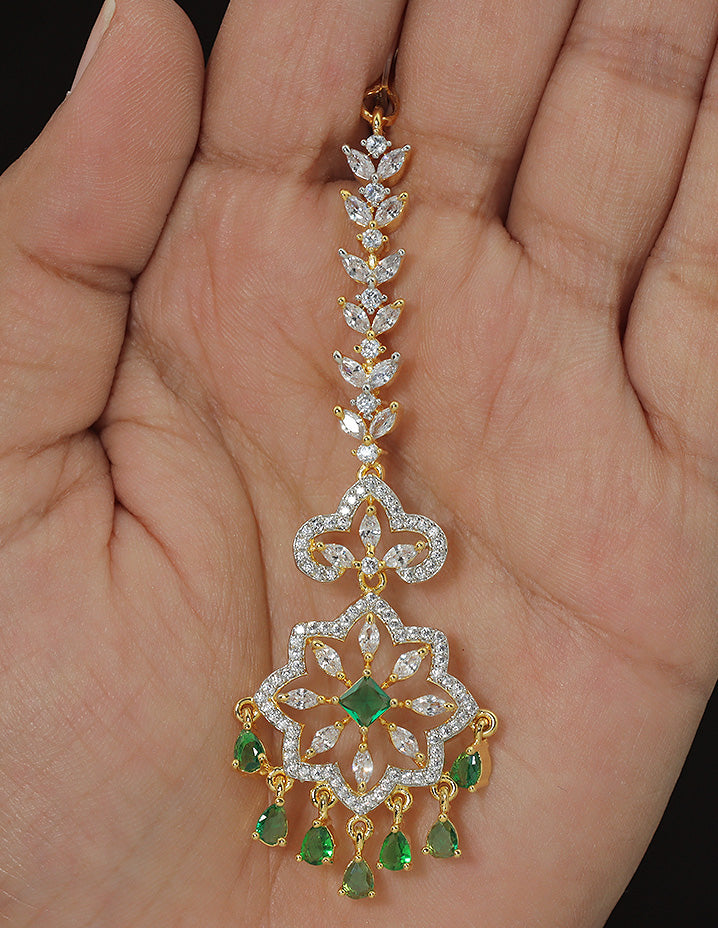 Designer Zirconia Star Shaped Maang Tikka