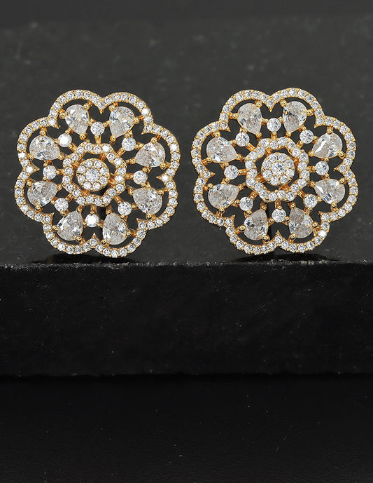 Designer Zirconia Floral Stud Earrings