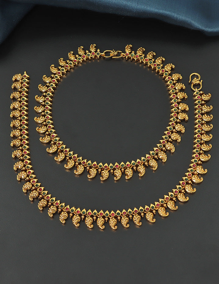 Designer Peacock Leaf Traditional Matt Anklets