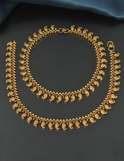 Designer Peacock Leaf Traditional Matt Anklets