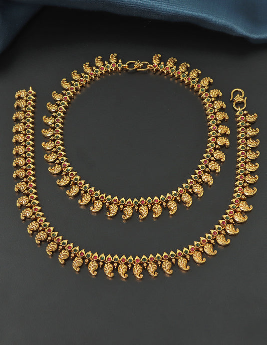Designer Peacock Leaf Traditional Matt Anklets