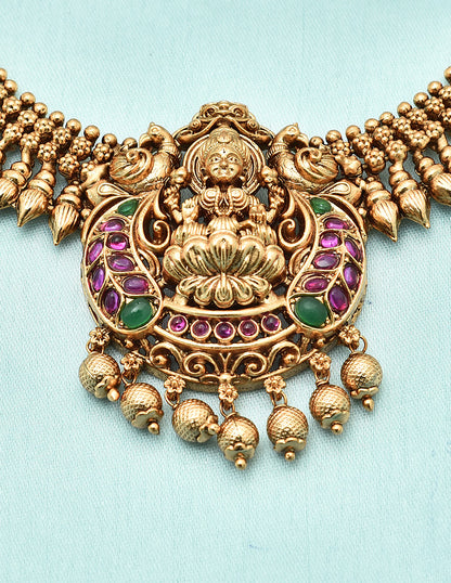Designer Matt Lakshmi Devi Kempu Necklace Set