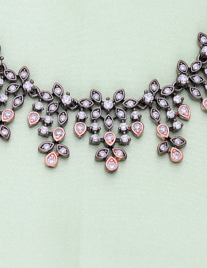 Designer BlackRose Plated Zirconia Necklace Set