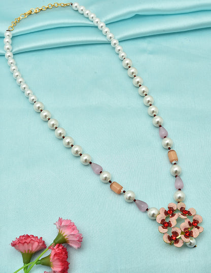 Designer Pearls and Monalisa Beads Floral Pendant Mala