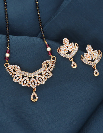 Zirconia Gold Black Bead Mangalsutra