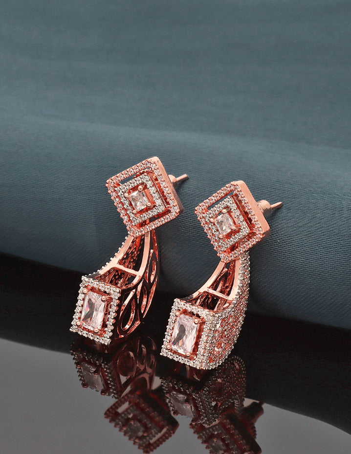 Tiny Triangle 14k Rose Gold Stud Earring with Certified Diamond Jewelry |  eBay