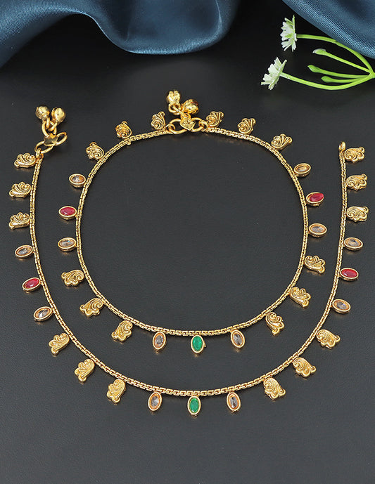 Designer Royal Charm Kempu Anklets