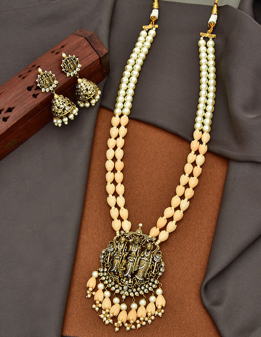 Ramparivar Pendant with 2 Layered Beads Long Haaram