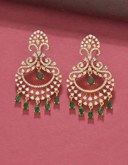 Designer Zirconia Halo Chandbali Earrings