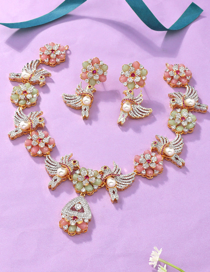 Designer Peacock Garden Necklace Set