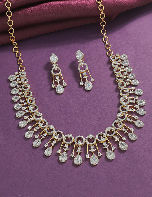 Designer GJ Polish Zirconia Necklace Set