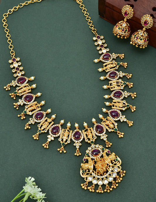Designer Dashavatharam Kempu Necklace Set