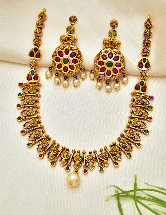 Antique Kempu Necklace Set 127955