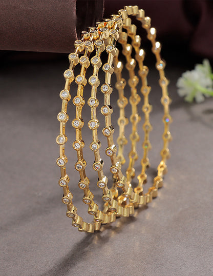 Designer Zirconia Golden Sparkle Stack Bangles