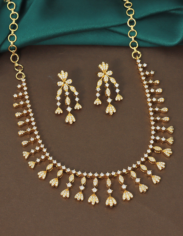 Designer Gold Polish Zirconia Necklace Set