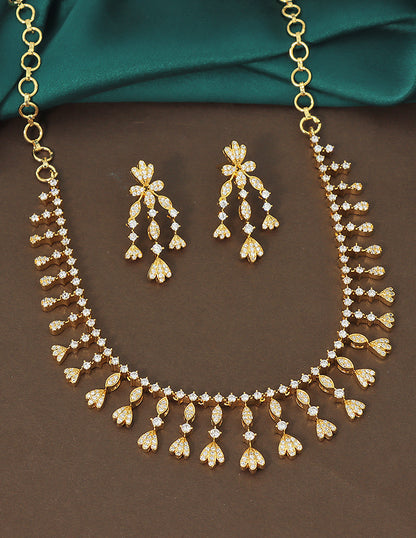 Designer Gold Polish Zirconia Necklace Set