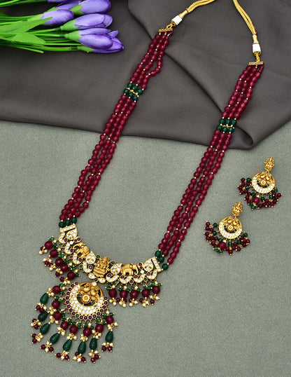 Multilayered Lakshmi Devi Beads Long Haaram