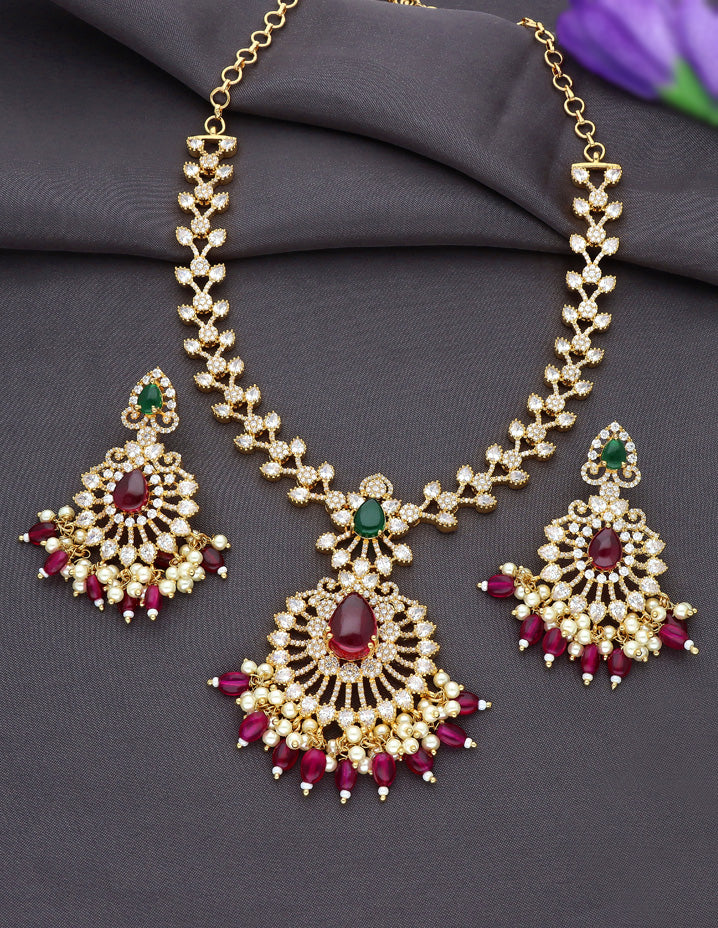 Zircon Gold Polish Necklace Set