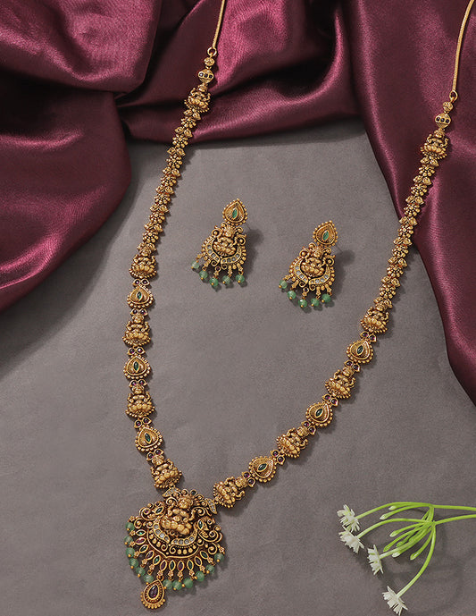 Designer Matt Lakshmi Devi Kempu Long Haaram Set