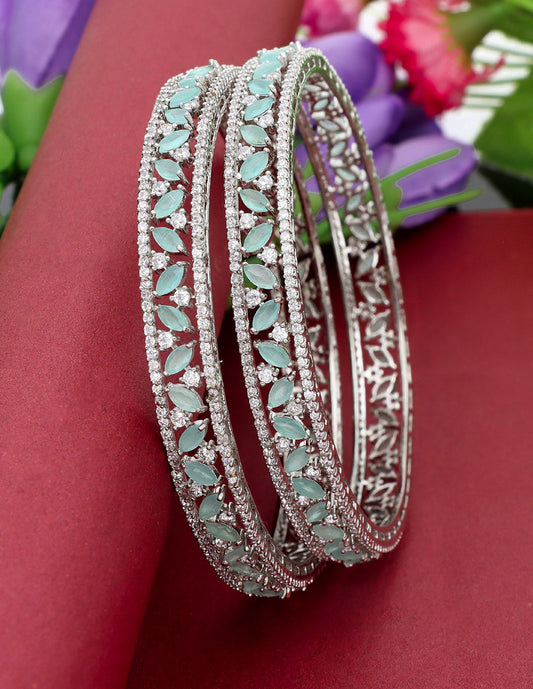 Zircon Kada Bangles zbgl10877/Rhodium