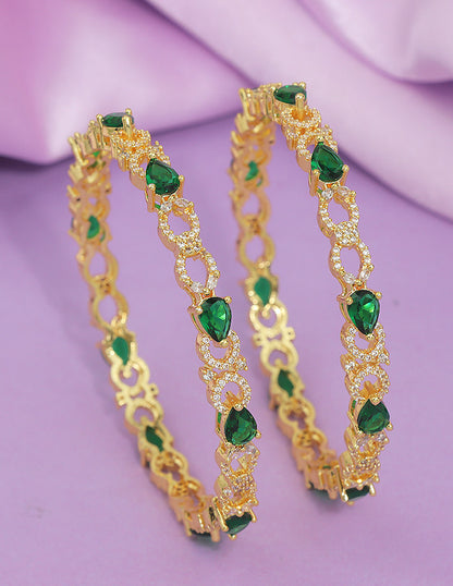 Designer Zirconia Emerald Bangle