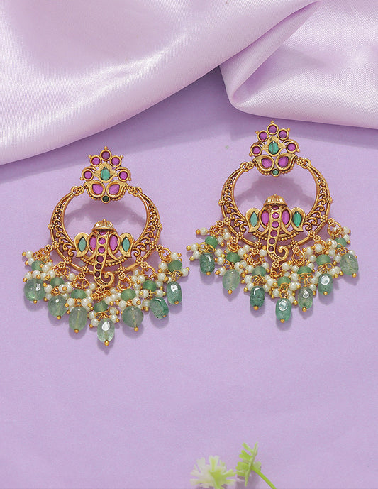Designer Divine Ganapathi Chandbali Earrings
