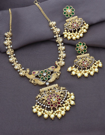Zirconia Gold Victorian Necklace Set