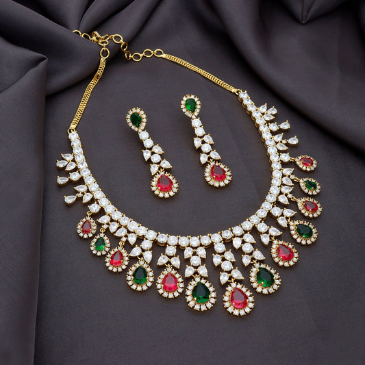 Zirconia Ruby & Emerald Necklace Set