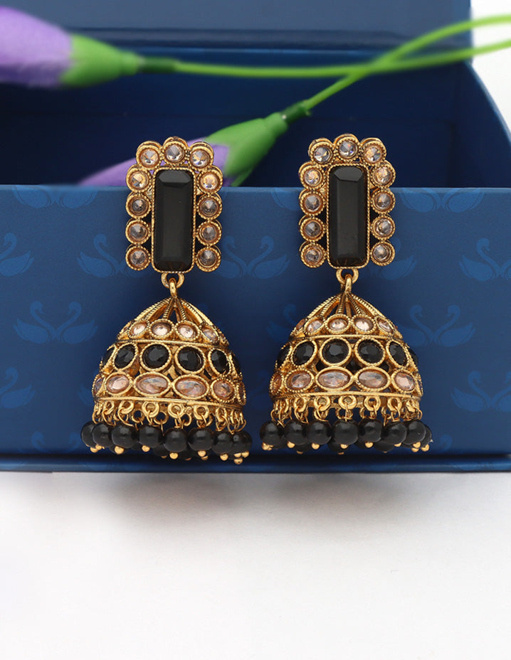 Designer Gold Polish Jhumka Earrings