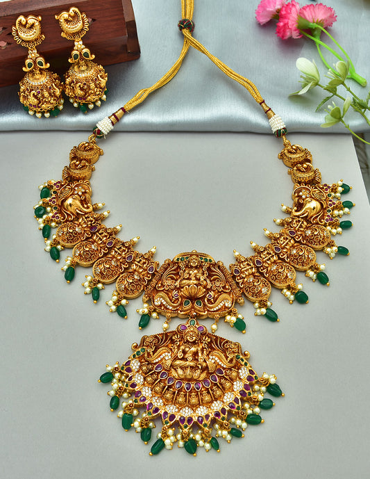 Designer Lakshmi Devi Grand Wedding Necklace Set