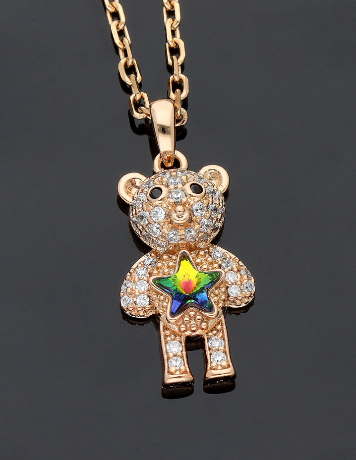 14k Real Gold Paved Teddy Bear Necklace for Women – NORM JEWELS