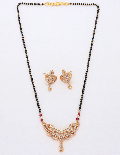 Zirconia Gold Black Bead Mangalsutra