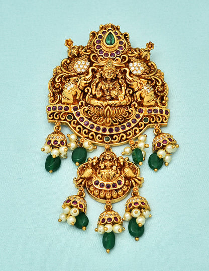 Designer Kempu Lakshmi Devi Pendant Set